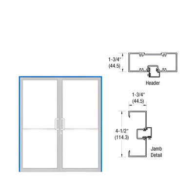 CRL-U.S. Aluminum White KYNAR® Paint Open Back 1-3/4" x 4-1/2" Up and Over Double Door Frame Prepped for Butt Hung Using Surface Closer