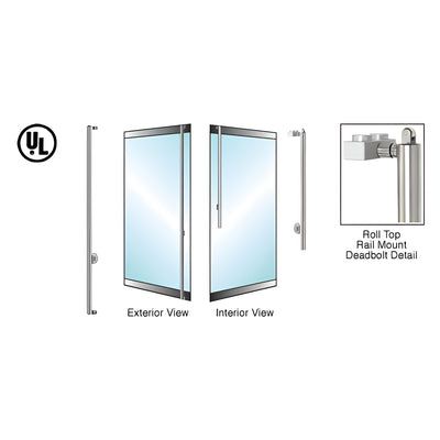CRL-Blumcraft® Brushed Stainless Left Hand Reverse Roll Top Rail Mount Cylinder/Cylinder "F" Exterior Top Securing Deadbolt Handle