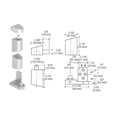CRL Aluminum Offset Left Hand Pivot Set Flush with Frame Face