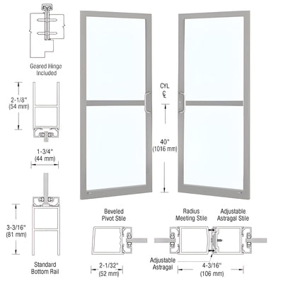 CRL-U.S. Aluminum Clear Anodized Custom Pair Series 250 Narrow Stile Geared Hinge Entrance Doors For Panics and Surface Mount Door Closers