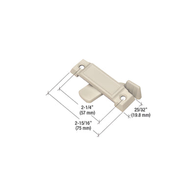 CRL Tan Sliding Window Lock with 2-1/4" Screw Holes and 1/2" Latch Projection