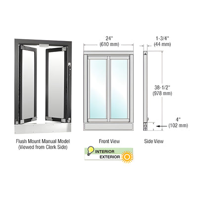 CRL Duranodic Bronze Anodized Manual Flush Mount Bi-Fold Service Window