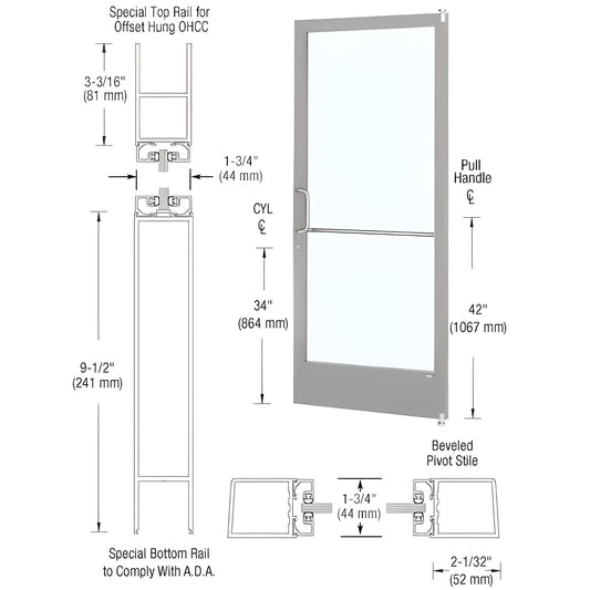 CRL-U.S. Aluminum Offset Pivot Door Series 250 - Clear Anodized Custom