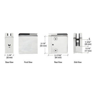 CRL 316 Brushed Stainless Steel Radius Base Glass Clamp 1/2 & 9/16 in