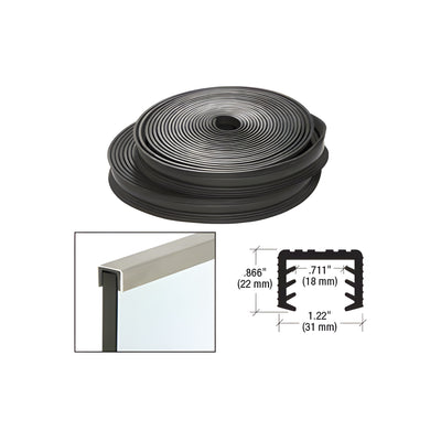 CRL Black Flexible Rubber LR20 Series Cap Rail Insert for 20.64 mm Laminated Glass - 100' (30.5 m)
