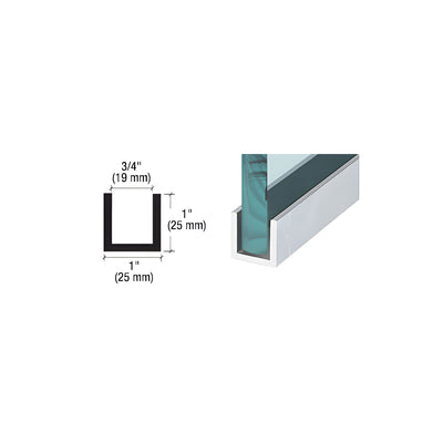CRL Brushed Stainless Anodized Wet / Dry Glaze 1" Deep U-Channel 120" Stock Length
