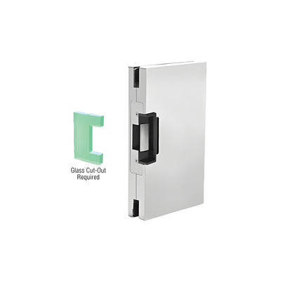 CRL Satin Anodized 6" x 10" RH/LHR Custom Center Lock Glass Keeper with Deadlatch Electric Strike
