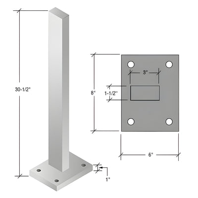 CRL 30" Silver Metallic Cielo Solid Stanchion