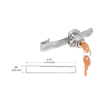 CRL Chrome "Tamper Proof" Sliding Glass Door Lock with Standard Ratchet Bar