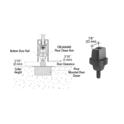 CRL Floor Mounted Closer 5/16" (7.9mm) Collar Height Tapered Type Spindle