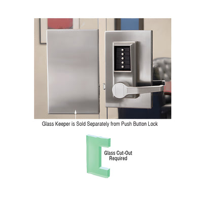 CRL Brushed Stainless 6" x 10" RH Center Lock Keeper for Push Button Locks
