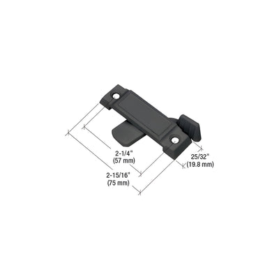 CRL Black Sliding Window Lock with 2-1/4" Screw Holes and 5/8" Latch Projection