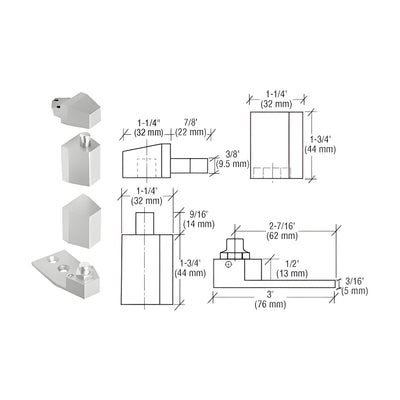 CRL Aluminum Offset Reversible Pivot Set Flush with Frame Face