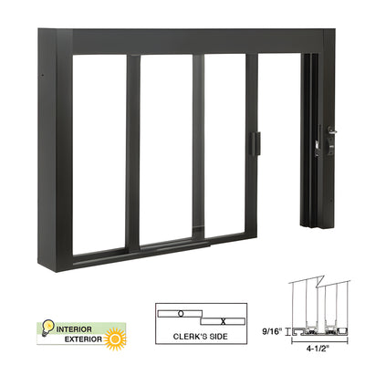 CRL Standard Size Self-Closing Deluxe Service Window Unglazed with Half-Track