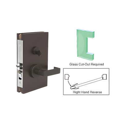 CRL Dark Bronze 6" x 10" RHR Center Lock With Deadlatch in Office Function