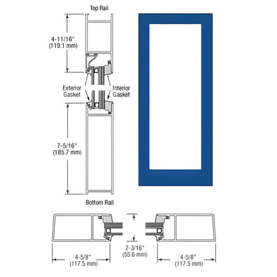 CRL-U.S. Aluminum Custom KYNAR® Paint IG600 Series Blank Single Hurricane Resistant Offset Hung Entrance Door - No Prep