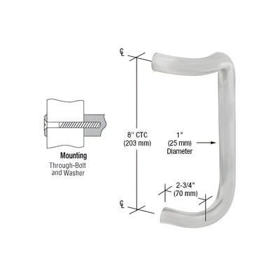 CRL Brushed Stainless 8" Single Offset Door Pull