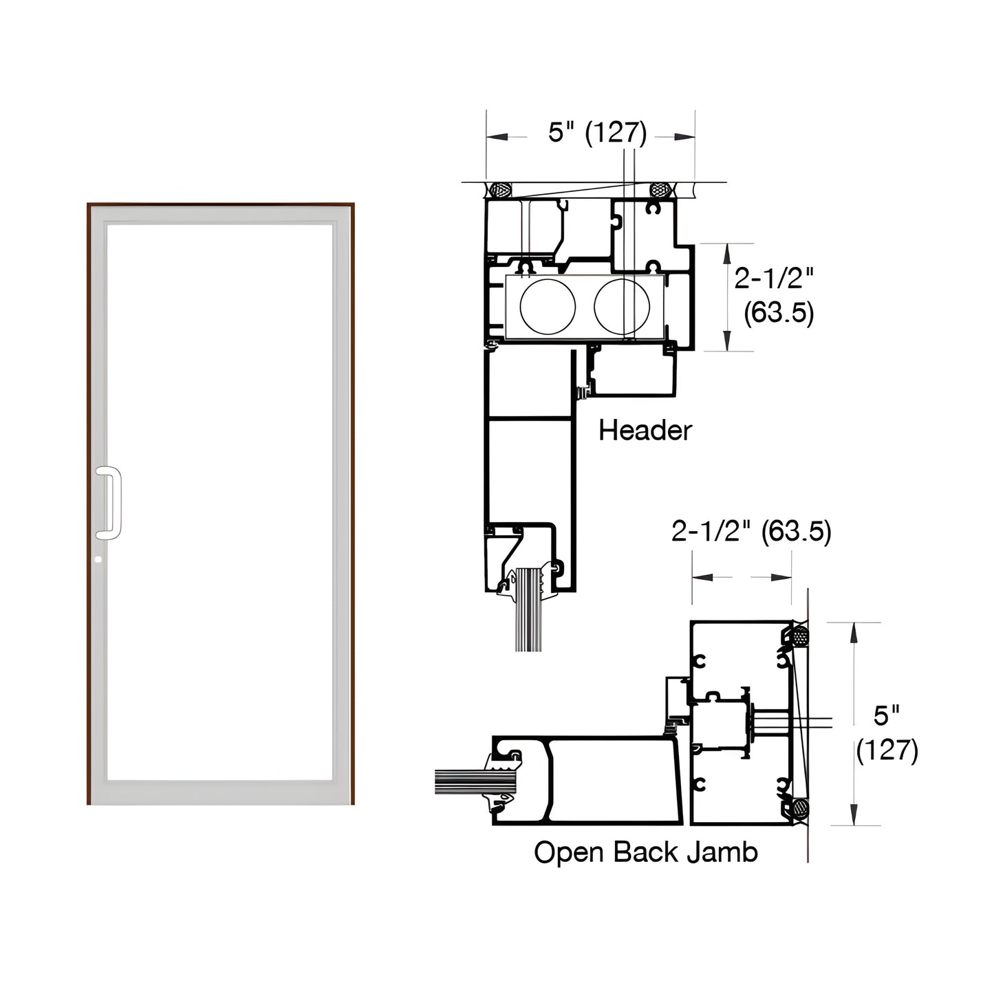 CRL-U.S. Aluminum IG500 Bronze/Black Door Frame w/ Concealed Closer