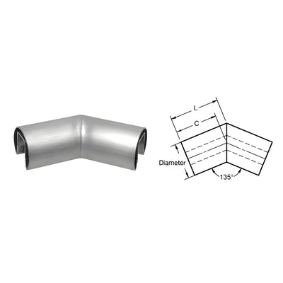 CRL Brushed Stainless 1.66" Diameter 135 Degree Horizontal Corner for 1/2" or 5/8" Glass Cap Railing