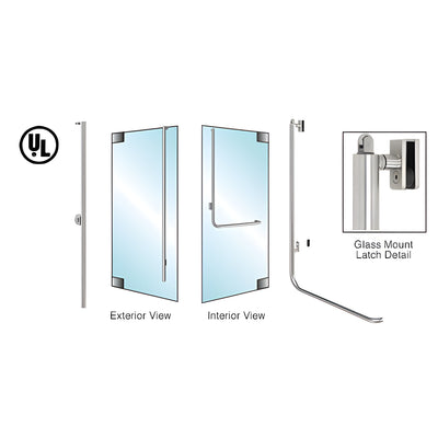 CRL-Blumcraft® Brushed Stainless Left Hand Reverse Glass Mount Keyed Access 'FS' Exterior, Top Securing Panic Handle for 5/8" Glass