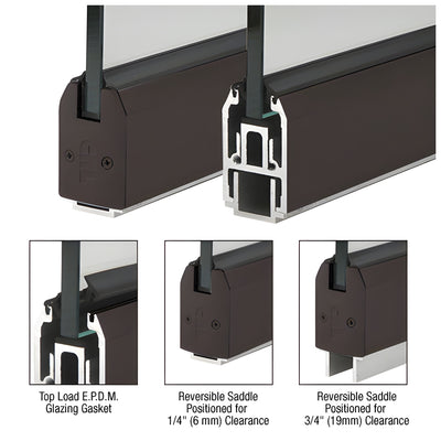 CRL Black Bronze Anodized 2-5/16" x 120" Length Low Profile Tapered Sidelite Rail With Saddle