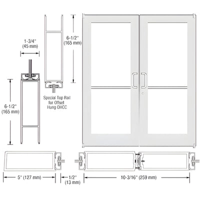 CRL-U.S. Aluminum White KYNAR® Paint Custom Pair Series 550 Wide Stile Offset Pivot Entrance Door for Overhead Concealed Door Closers