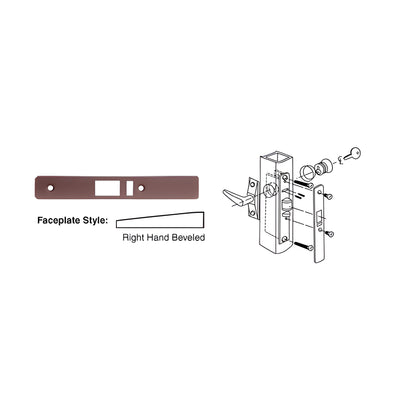 CRL Dark Bronze Right Hand Beveled Faceplate for DL2140 Deadlatch Locks