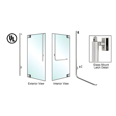 CRL-Blumcraft® Brushed Stainless Left Hand Reverse Glass Mount Keyed Access "JS" Exterior, Top Securing Panic Handle