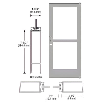 CRL-U.S. Aluminum Clear Anodized Custom Single Series 400 Medium Stile Offset Pivot Entrance Door With Panic for Surface Mount Door Closer