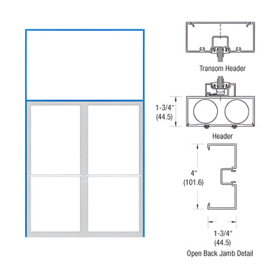 CRL-U.S. Aluminum Clear Anodized 1-3/4" x 4" 400 Series Transom Double Door Frame