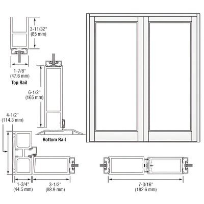 CRL-U.S. Aluminum White KYNAR® Paint Blank Pair Series 800 Durafront Medium Stile Offset Hung Entrance Doors- No Prep
