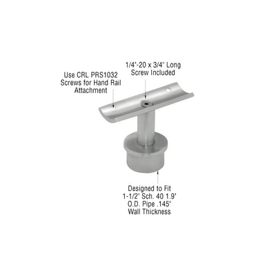 CRL Polished Stainless 1.9" Round Post P-Series 180 Degree Fixed Standoff Saddle