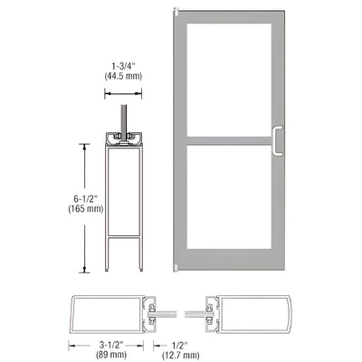 CRL-U.S. Aluminum Clear Anodized 400 Series Medium Stile Inactive Leaf of Pair 3'0 x 7'0 Offset Hung with Pivots for Surf Mount Closer Complete Panic Door with Std. Panic and Bottom Rail