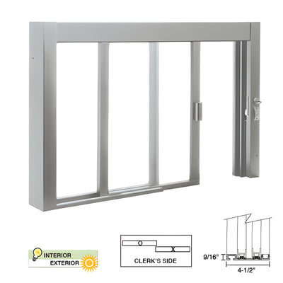 CRL Standard Size Self-Closing Deluxe Service Window Unglazed with Half-Track