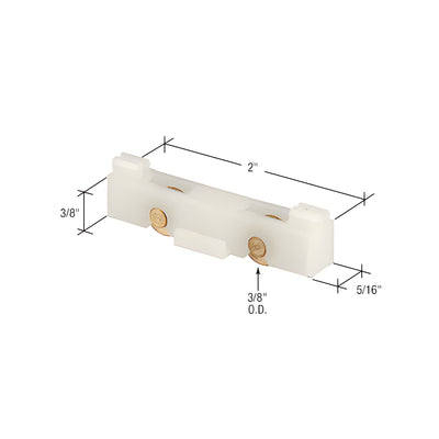CRL 3/8" Flat Edge Tandem Brass Window Roller with 2" Wide Housing