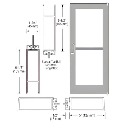 CRL-U.S. Aluminum White KYNAR® Paint Custom Single Series 550 Wide Stile Offset Pivot Entrance Door For Panic and Overhead Concealed Door Closer