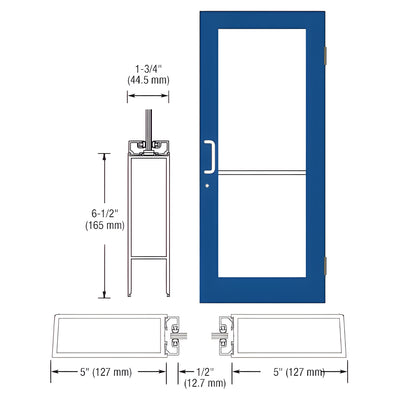 CRL-U.S. Aluminum Custom KYNAR® Paint Custom Size Single Series 550 Wide Stile Butt Hinge Entrance Door for Surface Mount Door Closer