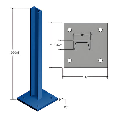 CRL 30" Custom Cielo C-Shape Surface Mounted Stanchion
