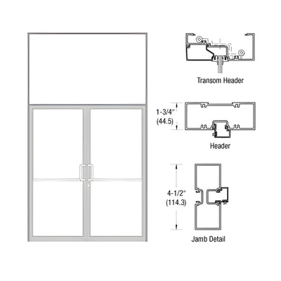 CRL-U.S. Aluminum Custom Sized Clear Anodized Series 450 Tubular Butt Hinge Transom Frame Complete (2FT)