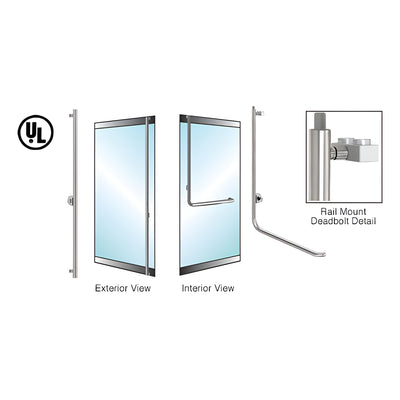 CRL-Blumcraft® Brushed Stainless Left Hand Reverse Low Profile Mount Cylinder Thumbturn 'F' Top Securing Deadbolt Exterior Handle