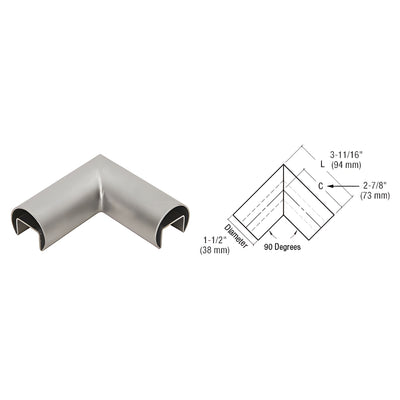 CRL 316 Brushed Stainless Steel 90 Degree Horizontal Roll Formed Cap Rails Corners