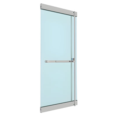 CRL-Blumcraft® Brushed Stainless Right Hand Reverse Rail Mount Keyed Access "F" Exterior, Top Securing Panic Handle