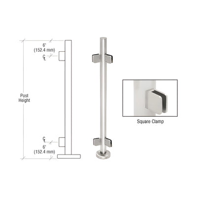 CRL Polished Stainless 42" Steel Square Glass Clamp 135 Degree Center Post Railing Kit