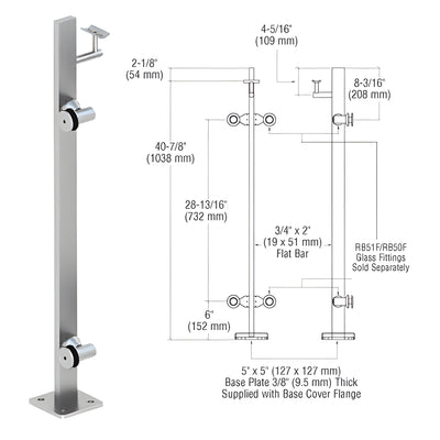 CRL Brushed Stainless 42" P3 Series Left Hand End Post Railing Kit
