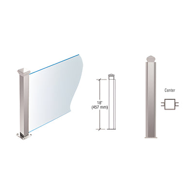 CRL Polished Stainless 18" High 1-1/2" Square PP44 Plaza Series Counter/Partition Center Post