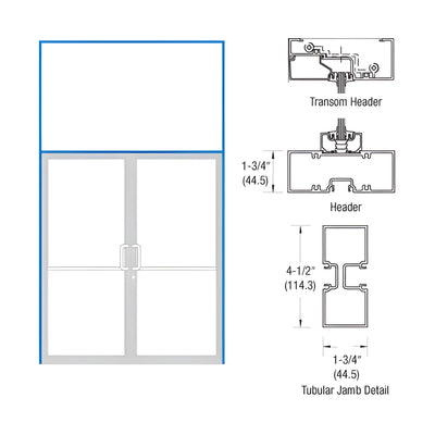 CRL-U.S. Aluminum Bronze Black Anodized Double Door 75-1/2" x 126" 450 Series Single Acting Transom Frame