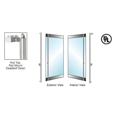 CRL-Blumcraft® Brushed Stainless Right Hand Roll Top Rail Mount Cylinder/Cylinder "F" Exterior Top Securing Deadbolt Handle