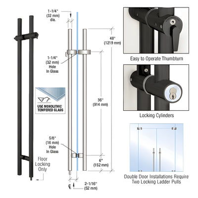 CRL Matte Black 48" Locking Ladder Pull