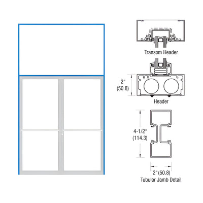CRL-U.S. Aluminum Clear Anodized 76" x 126" 451 Series Transom Double Door Frame for Center Hung OHCC