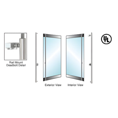 CRL-Blumcraft® Brushed Stainless Right Hand Rail Mount Cylinder/Thumbturn 'F' Top Secured Deadbolt Exterior Handle for 5/8" Glass